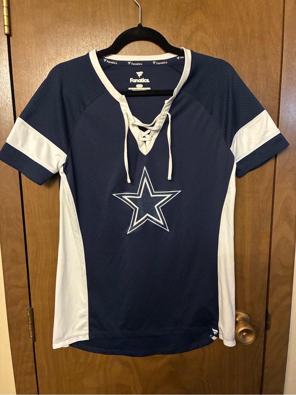 Fanatics Navy and White Dallas Cowboys Lace-Up Women’s Jersey